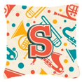 thumbnail image 1 of Carolines Treasures CJ2001-SPW1818 Letter S Retro Teal Orange Musical Instruments Initial Canvas Fabric Decorative Pillow, 1 of 1