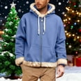 thumbnail image 3 of qucoqpe Men's Christmas Colorblock Jacket, Fleece-Lined Winter Full Zip Coat, Warm Fashion Hooded Flannel Coats Outerwear, 3 of 7