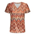 thumbnail image 6 of JTZGDY Henley Tops for Women Dressy Casual Summer Boho Floral Pattern Printed Short Sleeve Button V Neck Graphic T-Shirts Loose Oversized Tunic Blouse Orange#02 M, 6 of 7