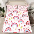 thumbnail image 2 of Homewish Cute Cartoon Rainbow Twin Sheet Sets,Colorful Tulip Flower Twin Fitted Sheet,Multicolor Graffiti Loves Print Flat Sheet For Girls Kids,Microfiber Bedroom Decor,3 Pieces, 2 of 7