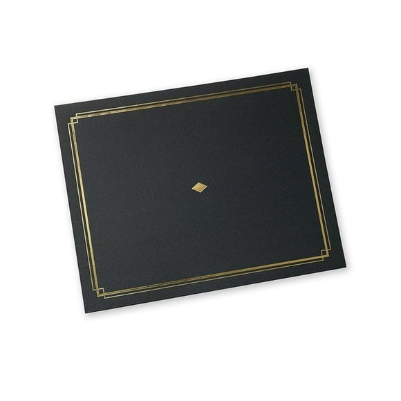 Gartner Studios Porte-Certificat, Noir avec Détail en Feuille d'Or, Convient aux Documents de 8.5” x 11”, 36 Unités (54515)