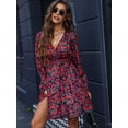 thumbnail image 6 of Women's Dresses Long Sleeve Flowy Floral Casual Midi Dresses,Red M, 6 of 7