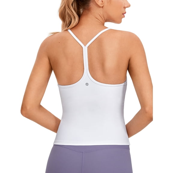 CRZ YOGA Butterluxe Racerback Tank Tops for Women Spaghetti Strap Padded Workout Camisole with Built in Bra