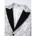 thumbnail image 5 of Manyakai Boy's Shiny Sequins Tuxedo Suit Jacket Party Prom Wedding Blazer Jackets Slim Fit Formal Silver 12, 5 of 7