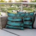 thumbnail image 5 of Pack of 2 Outdoor Pillow Covers 24x24 Inch Waterproof Teal Brown Wood Throw Pillow Covers,Decorative Couch Pillow Shams Protectors Vintage Chic Shabby Plank Patio Garden Pillowcases Cushion Covers, 5 of 8