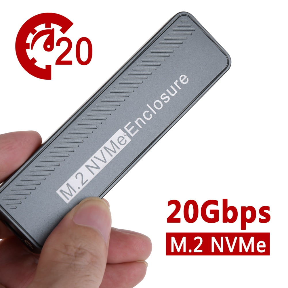 M.2 NVMe SSD Enclosure USB3.2 20Gbps Type-C SSD Enclosure for 2230/2242/2260/2280 NVME SSD M Key External Case Box,1 x 20Gbps M.2 NVMe Case 1 x TYPE-C to TYPE-C Cable,Gray