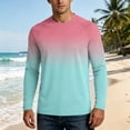 thumbnail image 2 of Men's UPF 50+ Sun Protection Long Sleeve Shirt, Gradient Quick-Dry Elastic Outdoor Rash Guard Hot Pink XL, 2 of 6