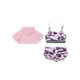 thumbnail image 4 of Nyeemya Kids Girls 3 Piece Dance Gymnastic Workout Outfit Short Sleeve Hooded with Crop Tank Top Pink 10, 4 of 5