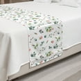 thumbnail image 2 of Floral Bed Runner, Feminine Romantic Look Watercolor Look Roses and Leaves, Decorative Accent Bedding Scarf for Hotels Homes and Guestrooms, Queen, Laurel Green White, by Ambesonne, 2 of 2