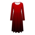 thumbnail image 5 of Womens Casual Long Sleeve Dresses - 2026 Spring Flowy A-Line Boho Midi Dress Boho Printed Party Long Dress with Pockets, 5 of 6