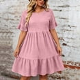thumbnail image 6 of Horkkom Plus Size Dresses for Women Summer Mini Short Sleeve Sundresses Casual Loose Beach Tiered Dress XXL, 6 of 9