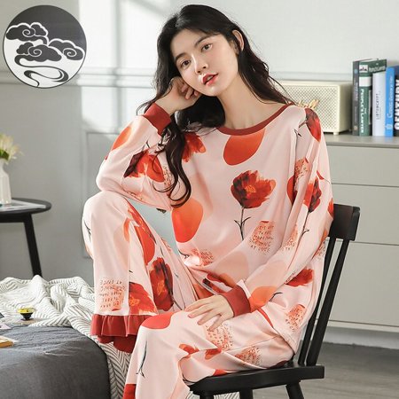 

QWZNDZGR Spring Autumn Elegant Women s Sleep Pajama Long Sleeved Woman Pajama Sets Cartoon Pyjamas Cotton Sleepwear M-2XL Lounge Fashion