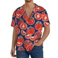 thumbnail image 3 of Wukai Hand Drawn Tomatoes Men's Casual Short-Sleeve Button Down Shirt - Lightweight Summer Dress Shirt for Daily Wear-Small, 3 of 7