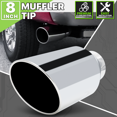 thumbnail image 2 of Magshion 5 Inch Inlet 8Inch Outlet Stainless Steel 15" Exhaust Muffler Tip Straight-Through Slant Cut Roll Tip, Chrome, 2 of 10
