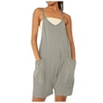 thumbnail image 2 of Riforla Women's Sleeveless Overalls Jumpsuit Casual Solid Summer Wide Leg Bib Pants Bottons Jumpsuit Romper with Pockets Short 2 Piece Sets for Women Grey XL, 2 of 6