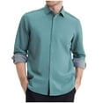 thumbnail image 3 of Zedker Men's Casual Button Down Shirt Long Sleeve Untucked Shirt Wrinkle Free Denim Dress Shirt for Men Green XS, 3 of 7
