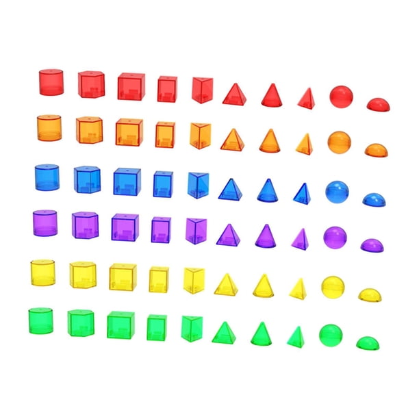 60 juguetes de clasificación y apilamiento de sólidos geométricos en 3D, conos de diferentes formas, materiales manipulativos matemáticos educativos