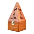 thumbnail image 2 of Quemador de incienso de madera, quemador de incienso de madera, porta incienso en forma de pirámide con Madera amarilla alta, 2 of 9
