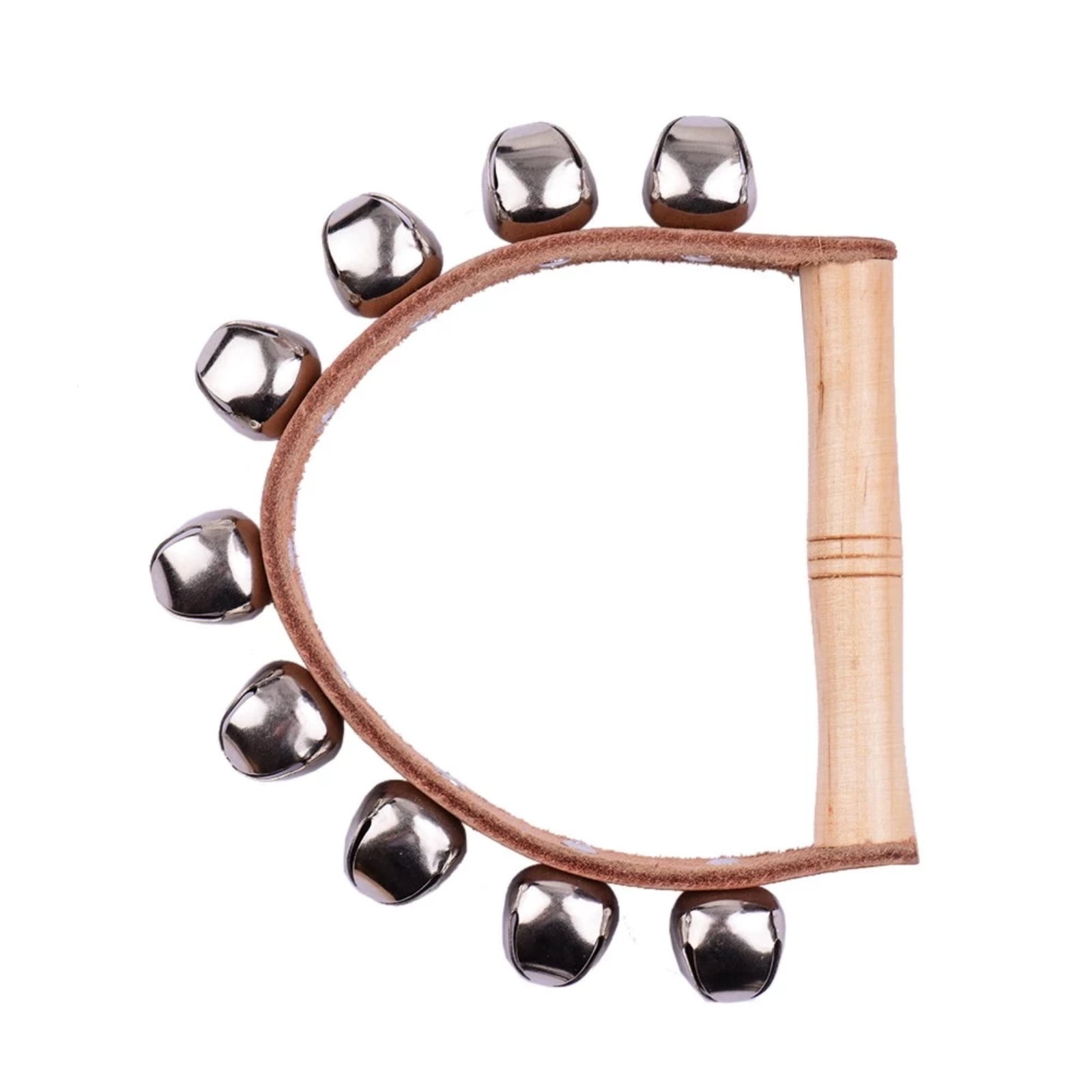 MPWEGNP Handle Wood Toy Handbell Musical 5pcs with Bells Hand Jingle