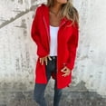 thumbnail image 6 of Women Jacket Windbreaker Style Hooded Drawstring Waist Zippered Pockets Solid Color Zip-up Thermal Long-Sleeved Biking Hiking Workout Spring Fall Winter Coat, 6 of 8