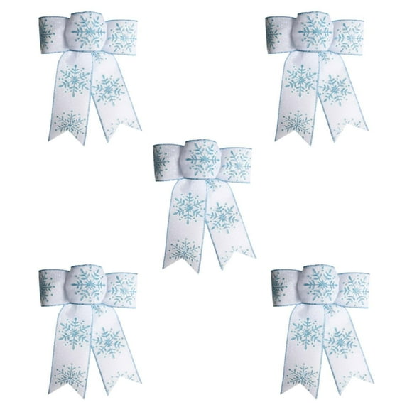 Paquete de 5 Lazos Navideños de Copo de Nieve para Envolver Regalos, Adornos para Ventanas, Cintas Decorativas Festivas, Coloridas Decoraciones para Fiestas de Invierno, Accesorios de Regalo Navideño