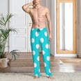 thumbnail image 2 of Sikiie Aqua And White Polka Dot Pajama Pants Men, PJ Bottoms, Sleep & Lounge Pants-Small, 2 of 6