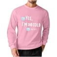 thumbnail image 3 of Feancey Big and Tall T Shirts for Men Yes I'm Still Cold Print Graphic Tees Crew Neck Casual Long Sleeve Tshirt Cool Streetwear Tee Shirt Pink M, 3 of 6