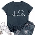 thumbnail image 3 of NAMTYQX Cute Tops for Women Gemusterte Cool Crewneck Stretch Print Short Sleeve Casual Plus Size Loose Fitting Summer Tops for Women 2025 Navy Size L, 3 of 5