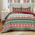 thumbnail image 2 of Greenland Home Fashions Fair Isle Reindeer/Snowflake Velvet-Lined Quilt Set, 3-Piece Full/Queen, 2 of 7