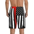 thumbnail image 3 of Easygdp Firefighters USA Flag Men's Short Pajama Pants, Sleep Shorts, Household Pants, Casual Pants with Pockets - Small, 3 of 9