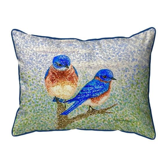 Betsy Drake SN1345 11 x 14 in. Two Blue Birds Indoor & Outdoor Pillow - Small