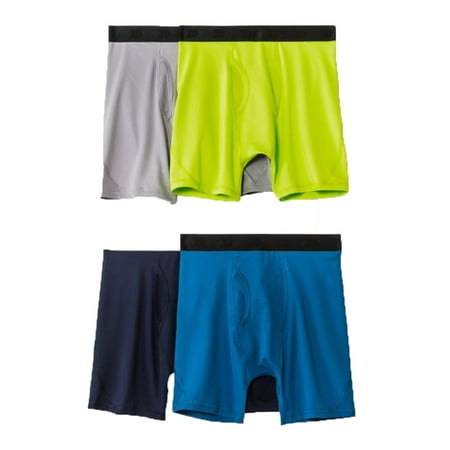 Boy s Neon Yellow/Blue 4 Pack Active Mesh Boxer Briefs - Large 12/14