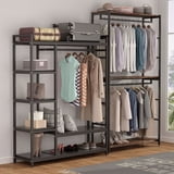 Tribesigns Double Rod Closet Organizer, Free Standing 3 Tiers Shelves ...