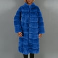 thumbnail image 5 of Lilgiuy Womens Ladies Warm Faux Furry Coat Jacket Winter Solid V-neck Outerwear Blue，12（XXL） Winter Dresses for 2022, 5 of 5