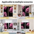 thumbnail image 6 of Pink Rose Kitchen Curtains Small Short 39 Inch Length, Vintage Abstract Garden Flower Floral Black Grommet Top Bedroom Living Room Curtains, Light Filtering Cafe Curtain Drapes 2 Panels Set 55''x39'', 6 of 9