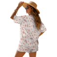 thumbnail image 2 of FKEKYI Pink Flower Leaf Print 2 Piece Short Set for Women Summer Shirt Top & Shorts with Elastic Waist Soft Casual Loungewear Resort Wear Ladies Vacation Outfits, L, 2 of 7
