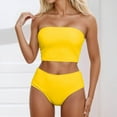 thumbnail image 2 of EYNMVR Women's Bandeau Bikini Sets Removable Straps Lace Up Swimsuits High Waisted Two Piece Bathing Suits, 2 of 4