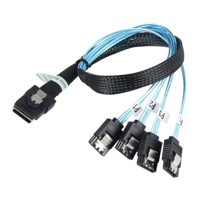 AMERTEER Câble Interne Mini SAS SFF-8087 1,64 Pi 36P vers 4 SATA 7P à Raccordement vers l'Avant