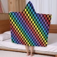 thumbnail image 5 of Colorful Rainbow Checkered Pattern Hooded Bath Towel，50"x30" for Ages 3 To 12 Kids, Quick Dry Lightweight Soft Microfiber Hood Beach Towel Cover Up for Kids, 5 of 7