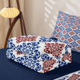 thumbnail image 5 of Erosebridal Vintage Damask Floral Zipper Queen Comforter Set with Fitted Sheet and 2 Pillowcases for Women Men, Blue Red Abstract Mosaic Zipper Bedding Set, Navy Reversible, 4-Piece, 5 of 7