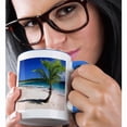 thumbnail image 2 of 3drose, Caribbean, Puerto Rico, Vieques. Lone Coconut Palm on Red Beach., 11oz Two-tone Blue Mug, 2 of 6