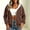 Brown women polka dot shacket a1, variant on Bzdzmqm Women Fall Winter Hooded Zip Polka Dot Shacket Casual Loose Outwear Long Sleeve Fuzzy Jacket for Trendy Streetwear, Gray XL