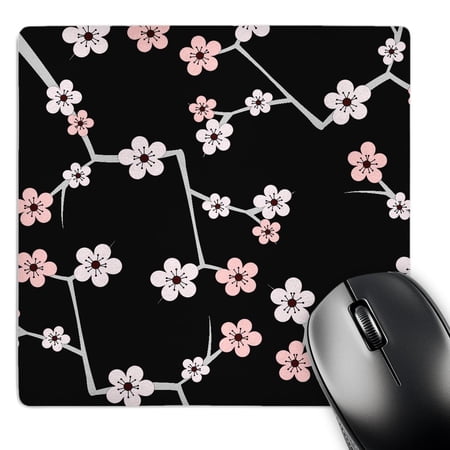 3dRose  Delicate Cherry Blossoms Print - Pink on Black  MousePad price history on PriceWatchPro