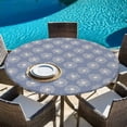 thumbnail image 6 of Purple Beige Dandelion Round Tablecloth, Fitted Table Cover with Elastic for 55"-60" Round Tables, Farmhouse Botanical Blossom Table Cloth Outdoor Indoor Dinning Party Waterproof Tablecloths, 6 of 7