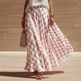 thumbnail image 5 of ShomPort Women's Flowy Maxi Skirt Plaid Boho Pleated A Line Elastic Waist Summer Casual Tulle Layered Long Skirts, 5 of 6