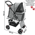 thumbnail image 4 of Carriola para Mascotas Cochecito para Perros y Gatos Pequeños - Medianos Plegable Cesta de Almacenamiento Ruedas con Freno - Gris, 4 of 7