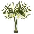 thumbnail image 1 of Nearly Natural 1543-CR Fan Palm & Calla Lily Artificial Arrangement - Cream, 1 of 1