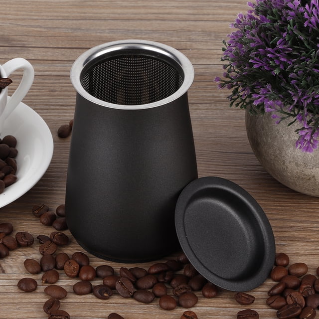 Anti-slip Stainless Steel Coffee Powder Filter, Coffee Sieve, With Lid 7 X 10 Cm For Home Cafe Coffee Accessory Black