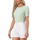 thumbnail image 4 of Edición INSPIRE CHIC Camisetas Vintage de Cuadros para Mujeres con Mangas Cortas Abullonadas y Cuello Redondo Camisa Blusa S Verde Claro, 4 of 6
