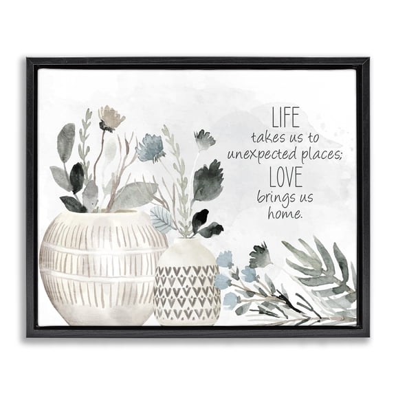 Stupell Industries Eclectic Love Brings Us Home Black Floating Frame Canvas Art, 31 x 25, by Kim Allen